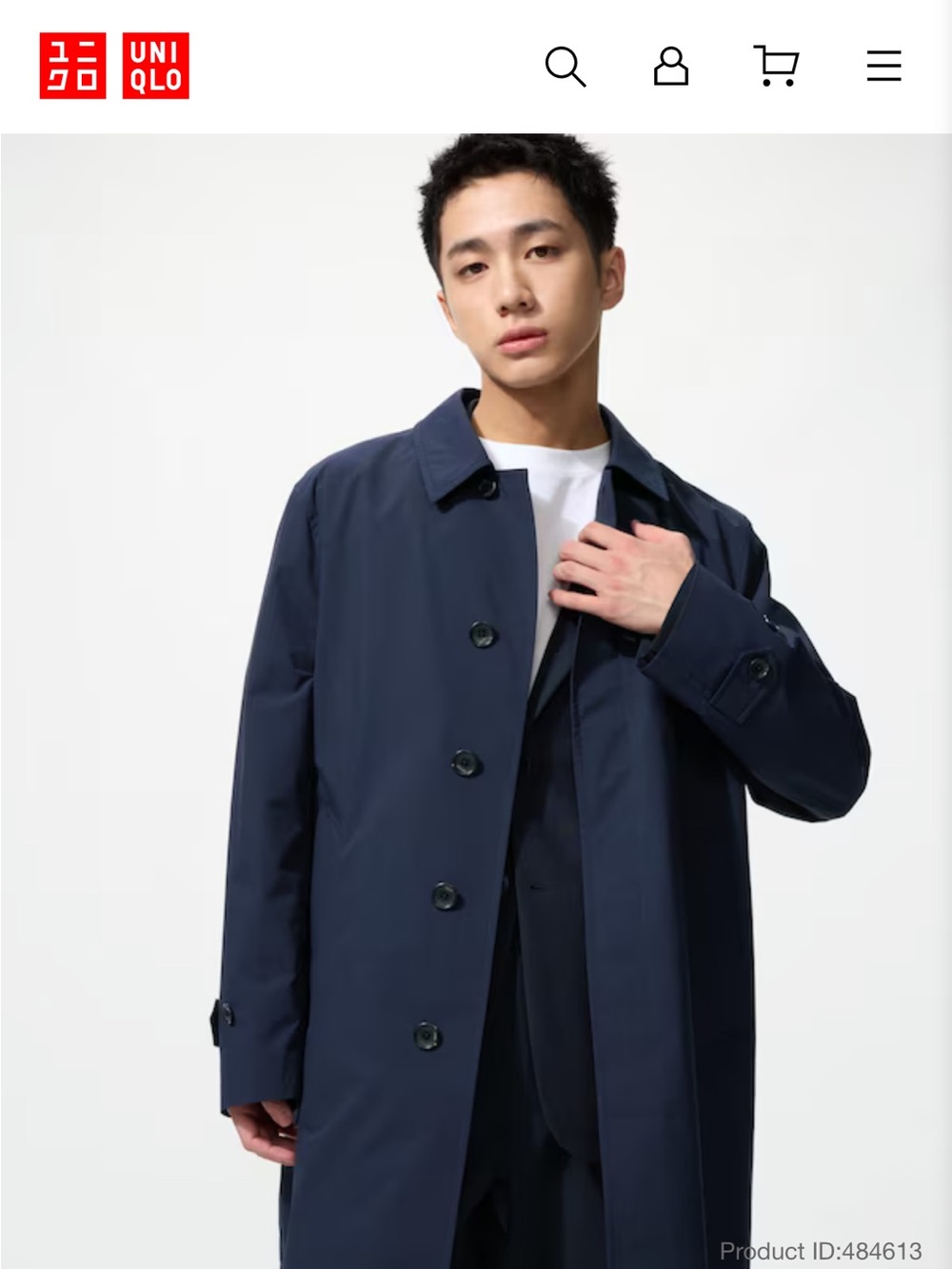 UNIQLO NWT Men’s Navy Single-Breasted Trench Coat